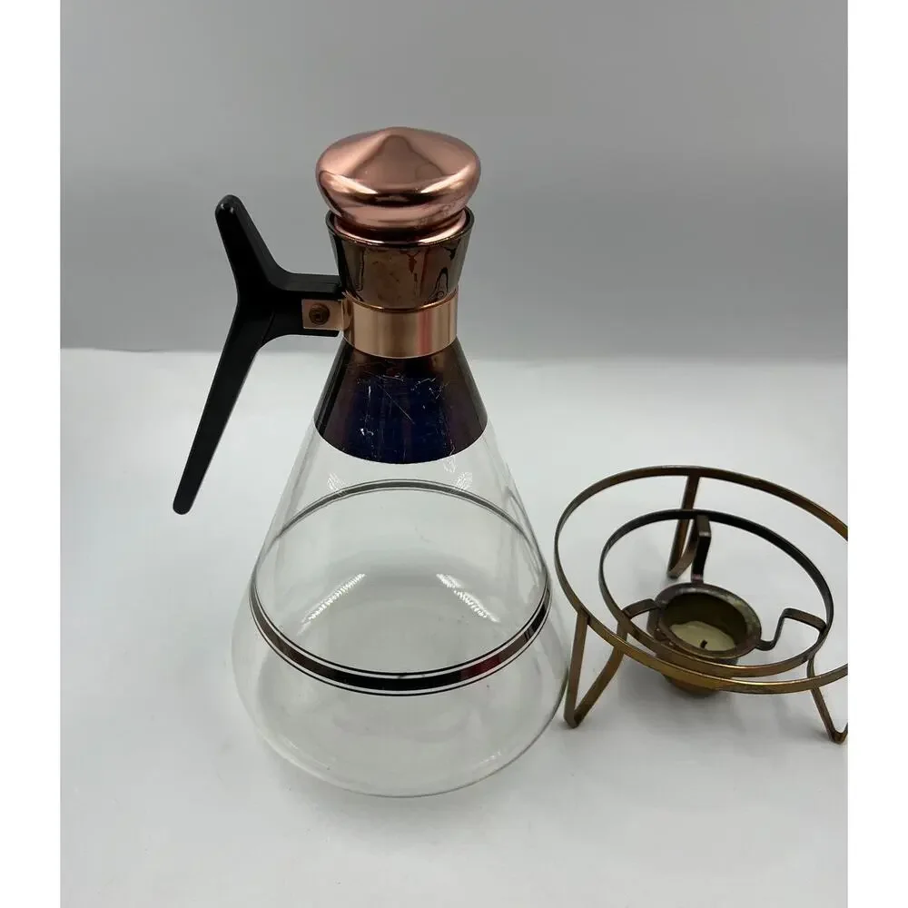 Vintage Inland Carafette Warmer Set Carafe & Warmer Copper 16oz MCM‎ MidCentury